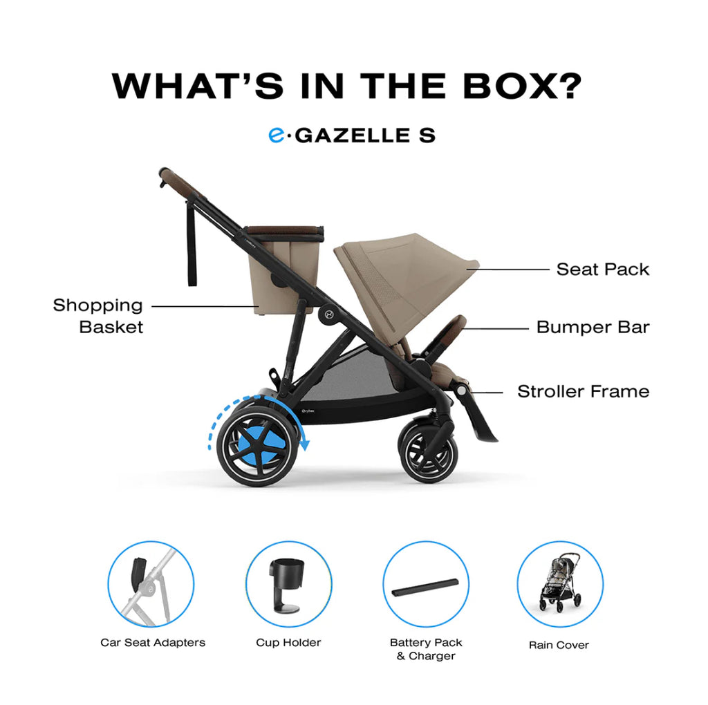 E-Gazelle S -  Almond Beige/Frame Black - Seat & Basket