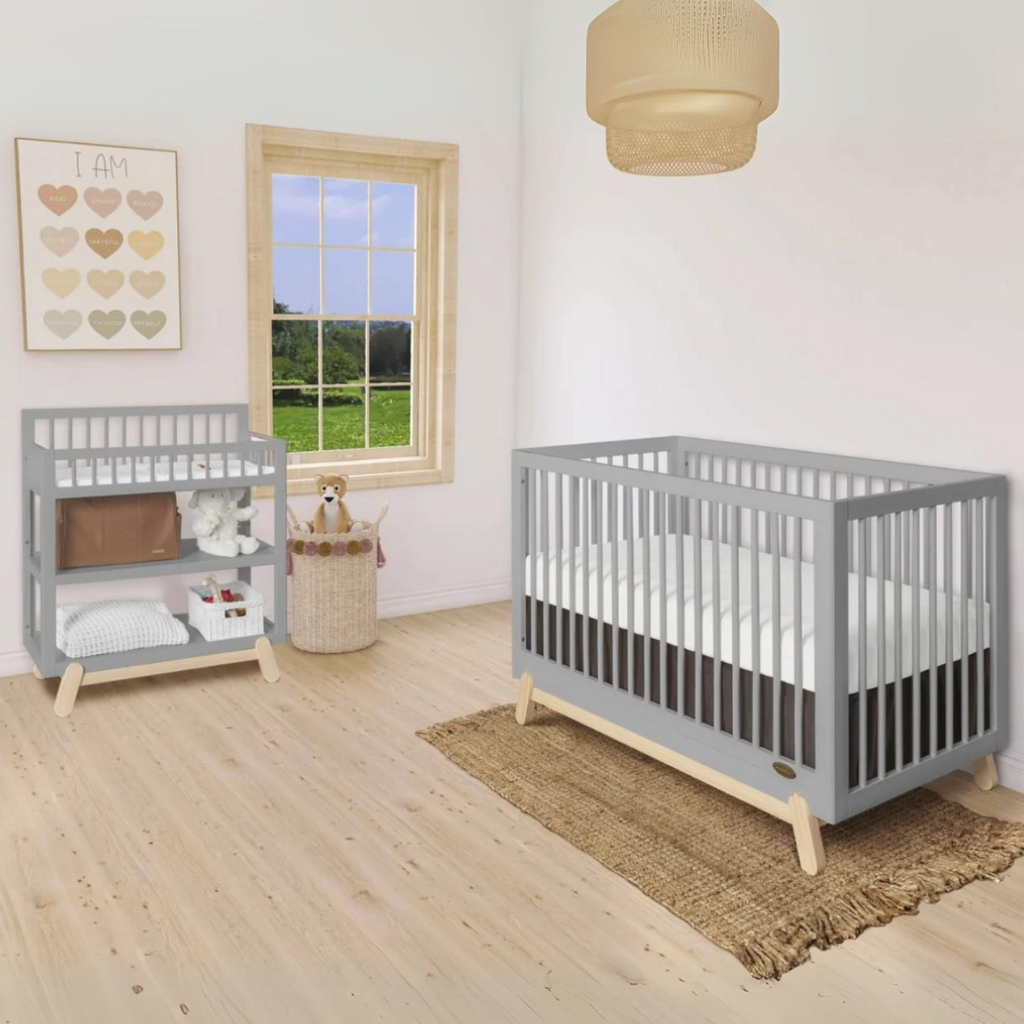 Huggies Pebble Grey Vintage Crib and Changing Table