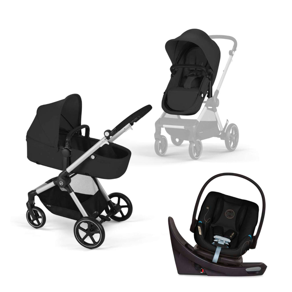 Cybex Eos and Aton G Swivel Travel System Moon Black y Frame silver