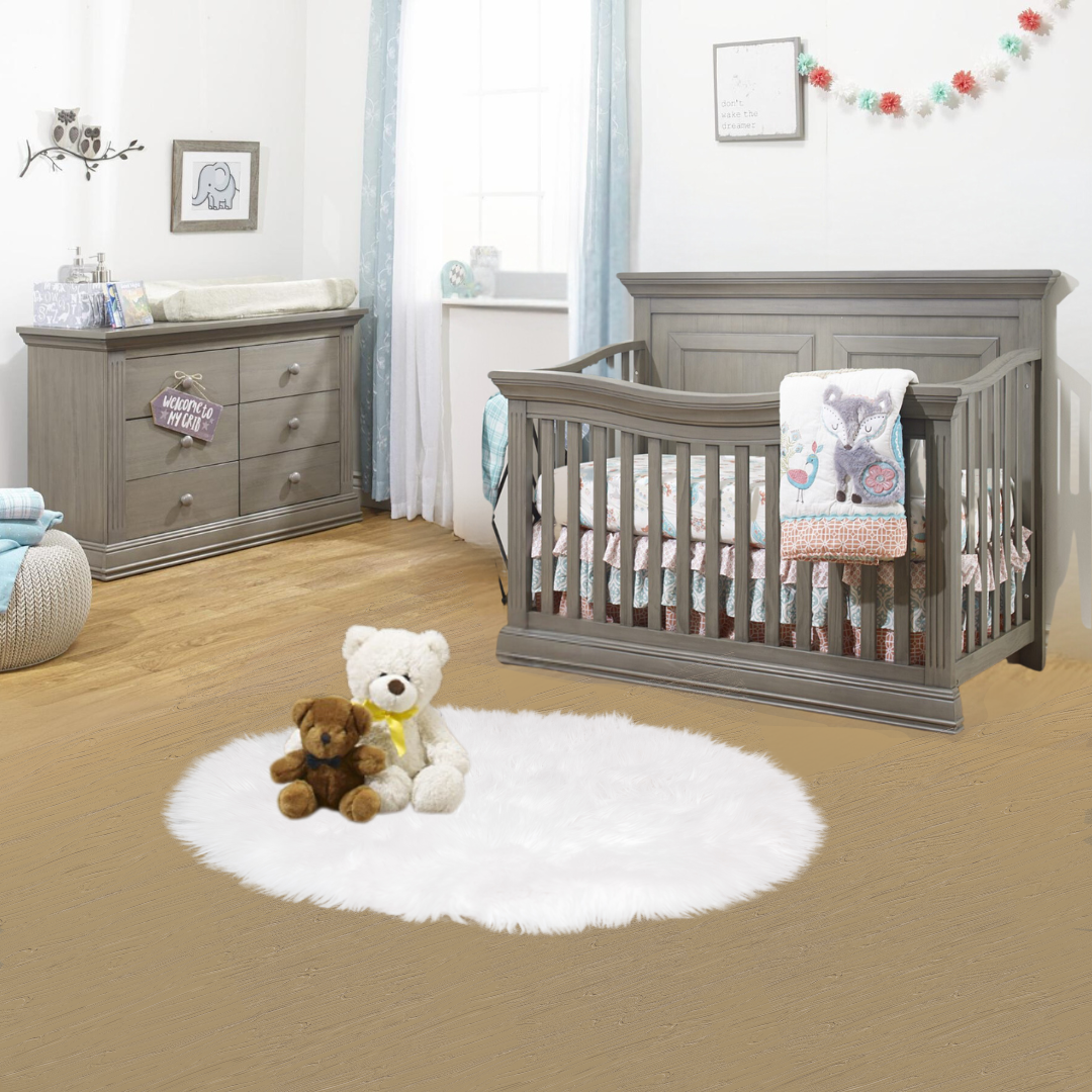 Grey crib and dresser set hotsell