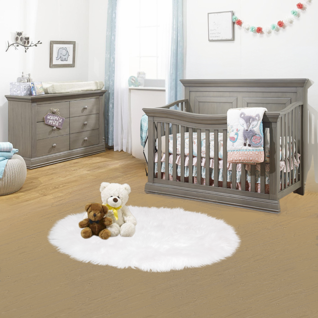 Gray crib and dresser set clearance
