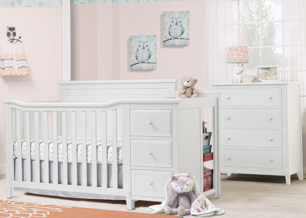 Tuscan Flat Top White Crib-Changer and Chest #4