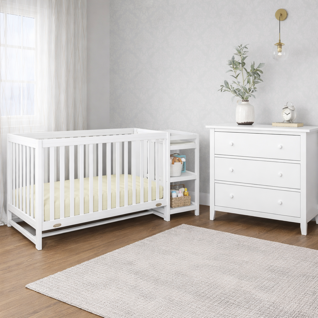 Milo Crib & Changer and Dresser #3 - White