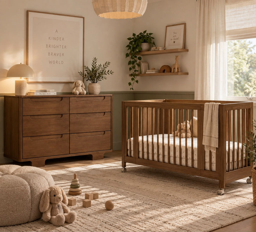 Rolli 9-in-1 crib & dresser - Natural Walnut