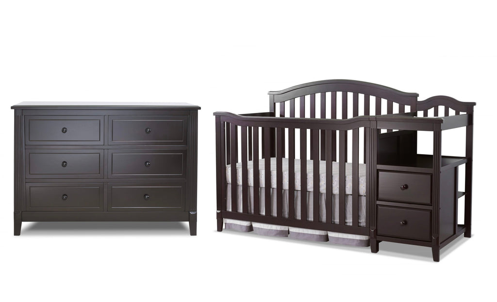 Tuscan Curve Crib w. Changer Espresso & Dresser