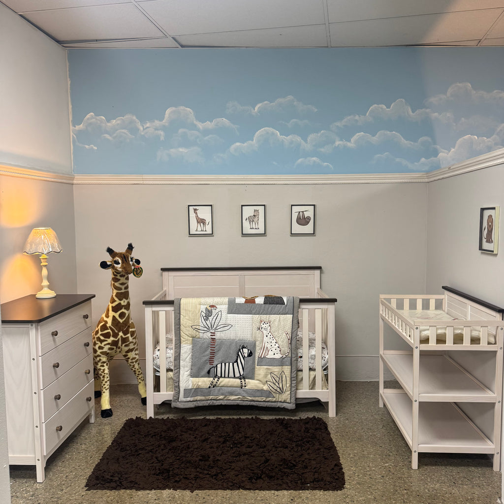 Farm Chocolate and White Crib, Chest and changing dresser