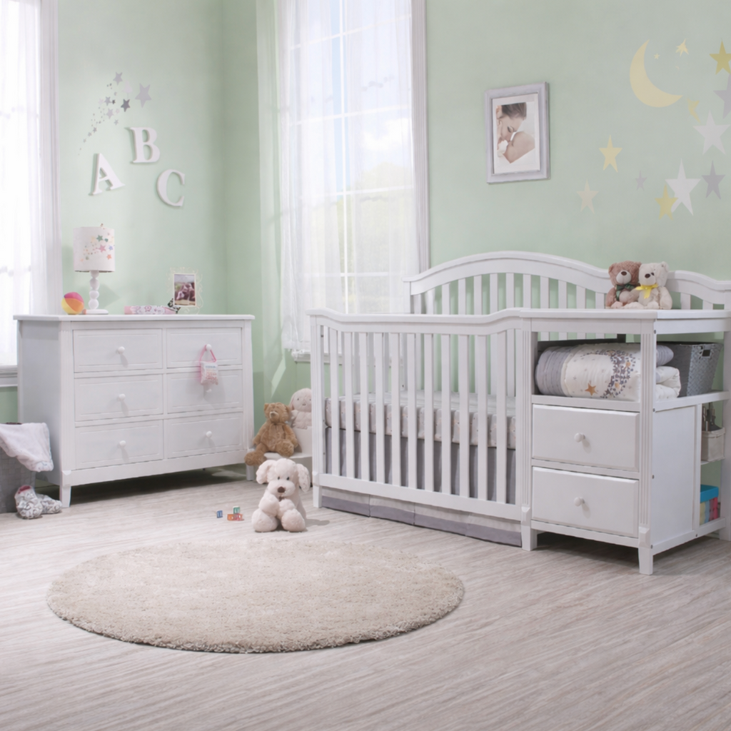 Tuscan Curve White Crib & Dresser #6.