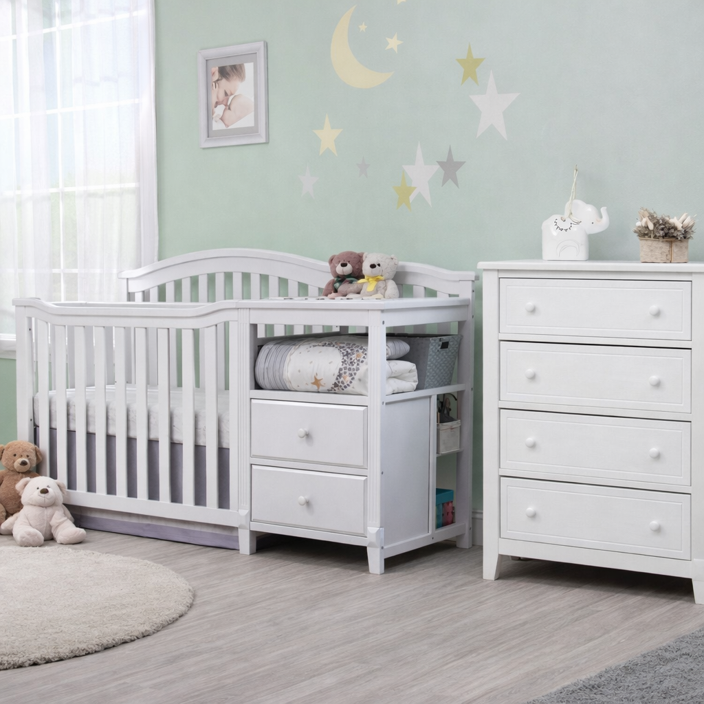 Tuscan Curve White Crib & Chest