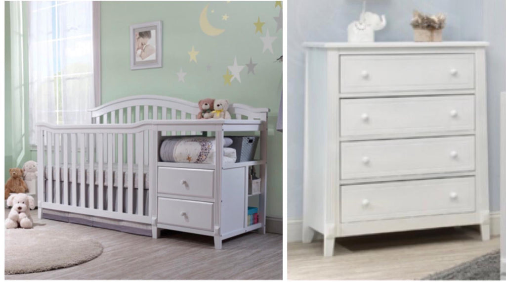 Tuscan Curve White Crib & Chest