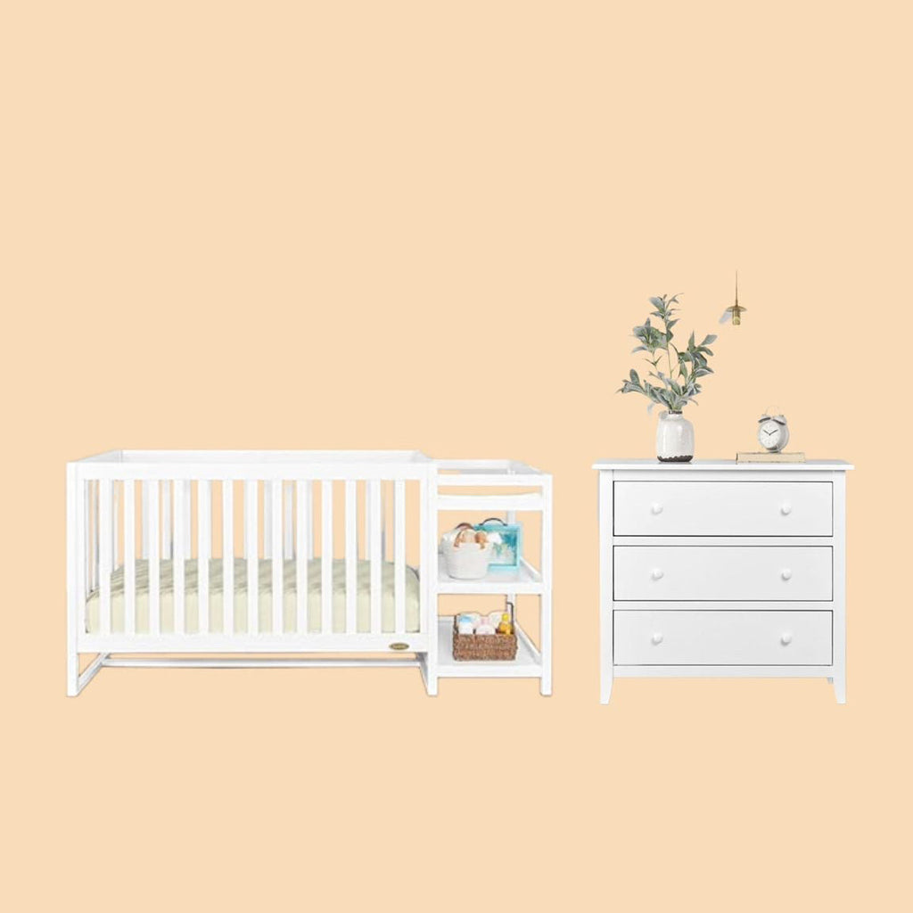 Milo Crib & Changer and Dresser #3 - White