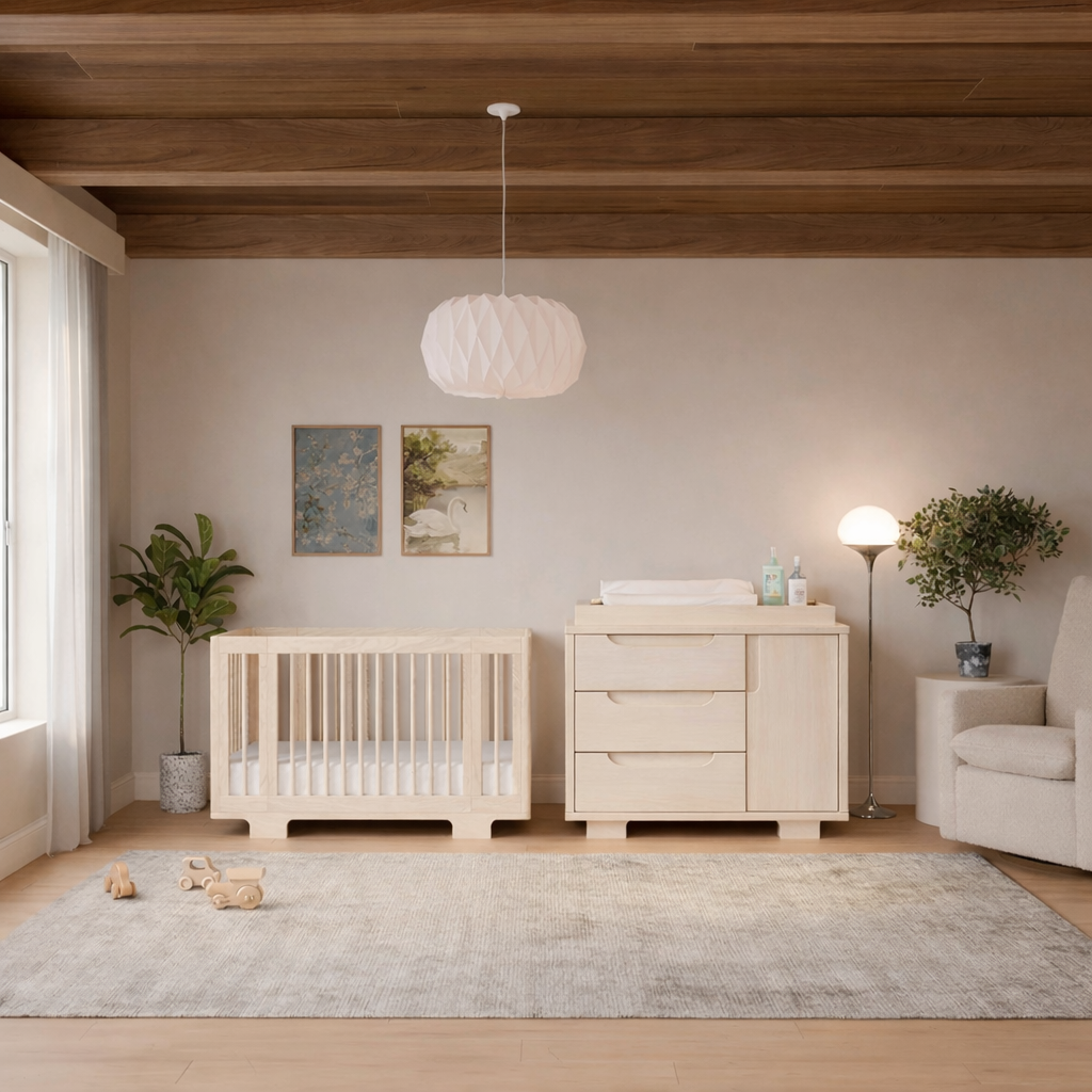 Yuzu 8-in-1 Crib Washed Natural & Changing Dresser Washed Natural