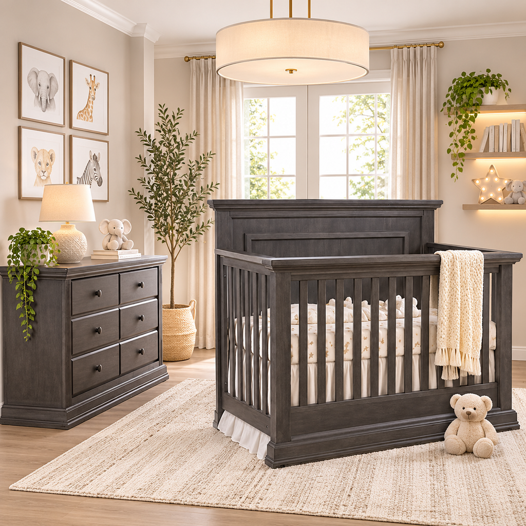 Modena Crib and Dresser - Granite