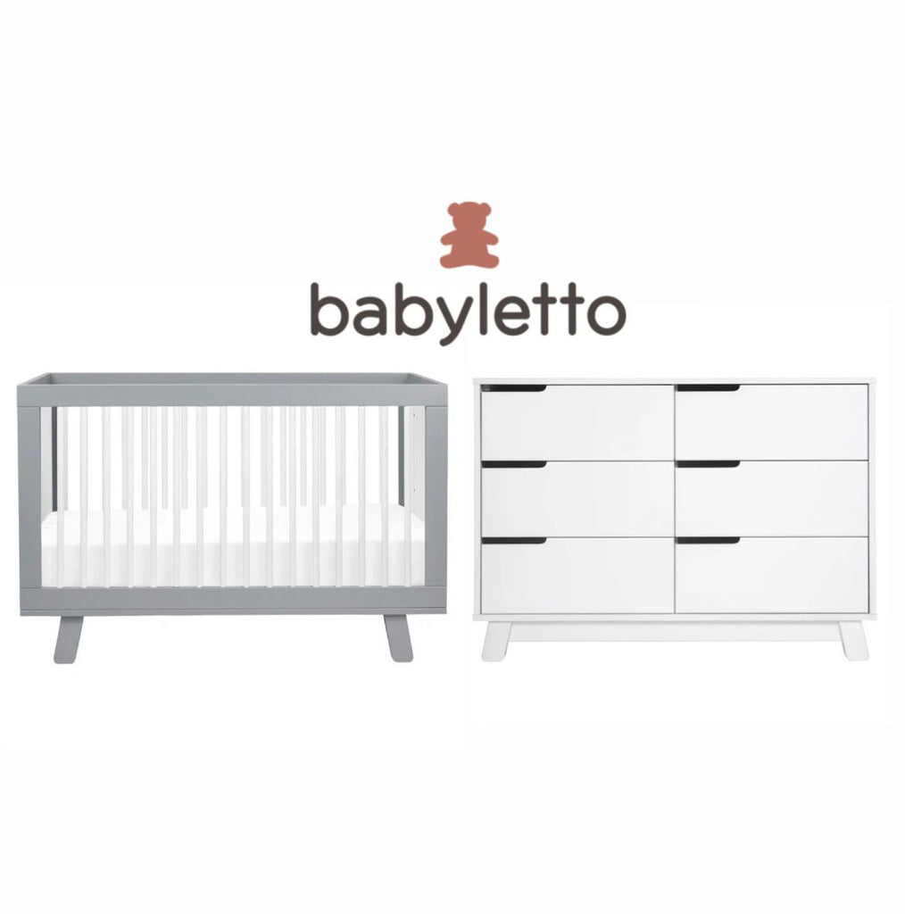 Hudson Crib White/Grey and Dresser White