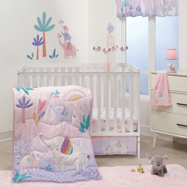 Elephant Dreams 3-Piece Nursery Baby Crib Bedding Set