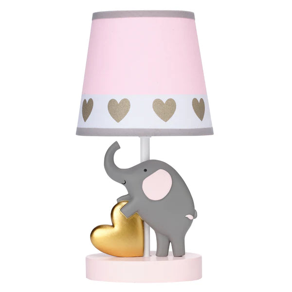 Eloise Pink/Gold Elephant and Heart Lamp