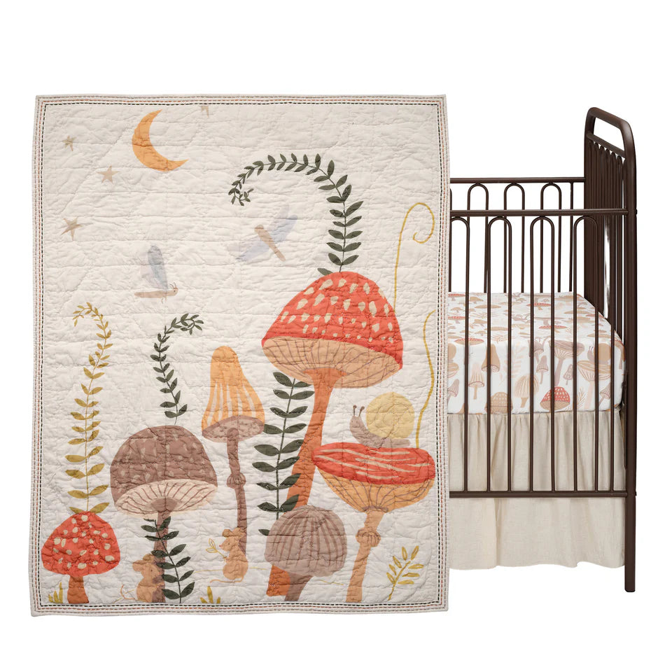 Mushroom Meadow crib bedding Set 3PCS - ORGANIC