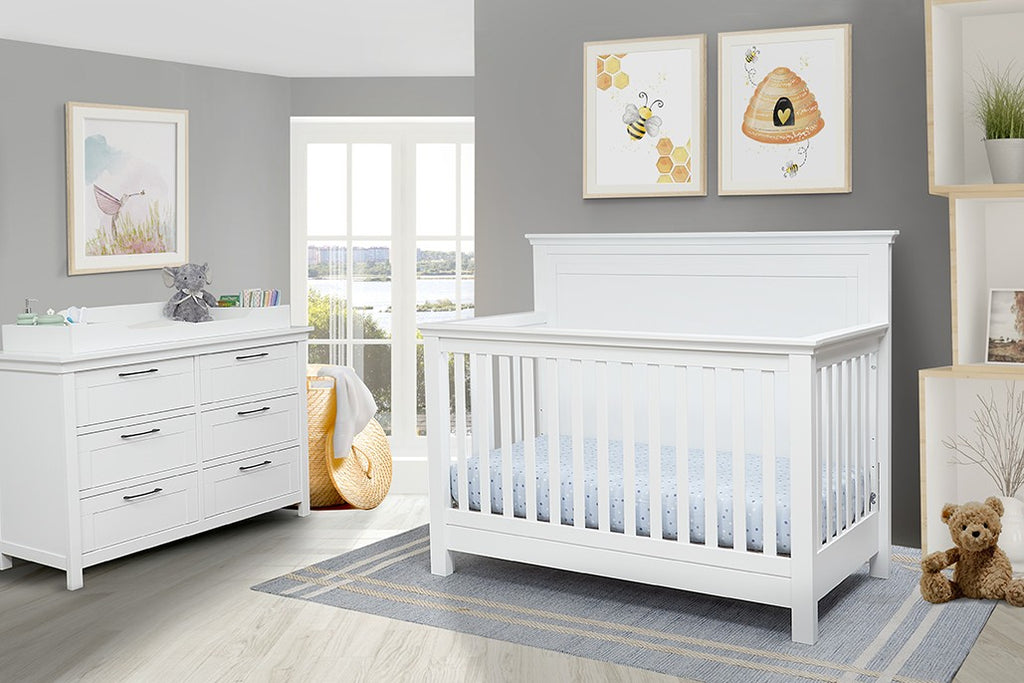 Luna Groupage Crib and Dresser-Tope White