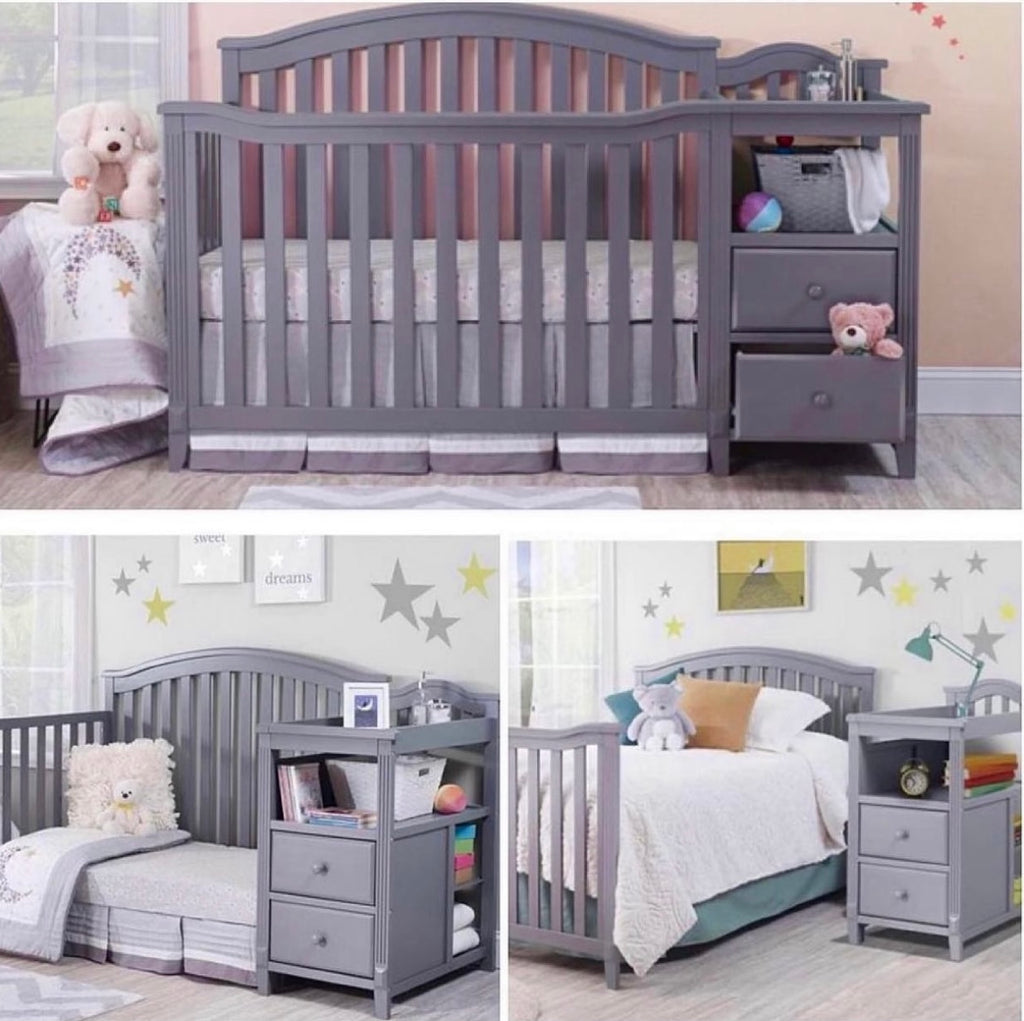 Tuscan Curve Grey Crib w. changer