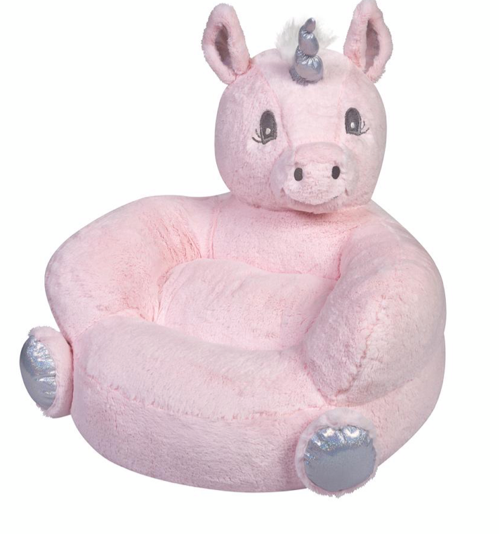 Plush Pink Unicorn Character Chair